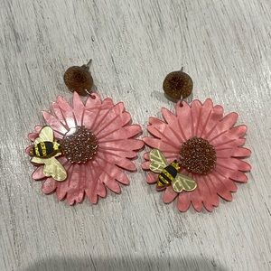 Acrylic pink flower earrings